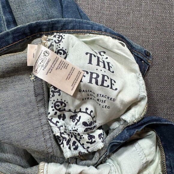 Free People We The Free Daliah Stacked Low Rise Straight Leg Denim Jeans Blue 25 - Picture 11 of 16